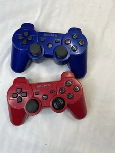 Sony PlayStation 3 PS3 Blue Azurite DualShock 3 Controller & Red Sapphire - Picture 1 of 2