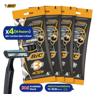 BIC 3 Action Mens Razor 16 Pack Disposable Shavers for Smooth Shave - Picture 1 of 8