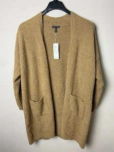 $348 Eileen Fisher Coat Honey Organic Cotton Boucle Long Cardigan Brown Size XL - Bild 1 von 3