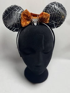 Disney Minnie Mouse Ears Halloween Spider Headband Sequin Bow Spider Gem Web Ear - Picture 1 of 8
