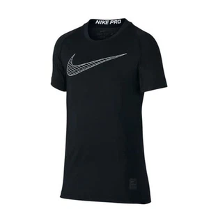 Nike Pro Boys Dri Fit Swoosh Logo Black Slim Fit Shirt Size X-Small - Picture 1 of 3