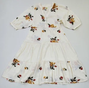 Anthropologie Fig Flower Boho Embroidered Woven Dress Sz S Fall Floral Linen - Picture 1 of 15