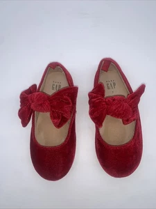 Gap Red Velvet Bow Shoes Slippers Size 7 Toddler - Picture 1 of 10