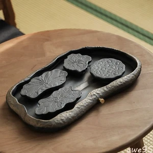 China Crude Pottery Tea Tray Water Reservoir Draining Serving Tray Antique - Picture 1 of 11