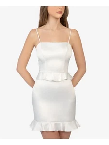 B DARLIN Womens White Sleeveless Party Peplum Dress Juniors 13\14 - Picture 1 of 6