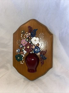Arte de pared con flores en uñas Pol-O-Craft clavos en flor 1975 Pauline Owens núcleo de cabaña - Imagen 1 de 3