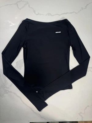 Top de jersey acanalado Miu Miu negro talla grande Foto 1 de 4