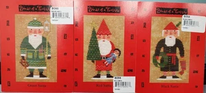 Lot of 3 Birds Of A Feather Cross Stitch Charts- Red (RARE)-Green & Black Santa - Picture 1 of 7