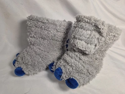 CAPELLI NY Baby Boy Gray & Blue Monster Feet Bootie Slippers SOFT Size S (4/5)  - Image 1 of 4