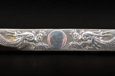 Antique Chinese Export Solid Silver Dragon Pattern Qing Mark 19th Century - Image 1 of 4