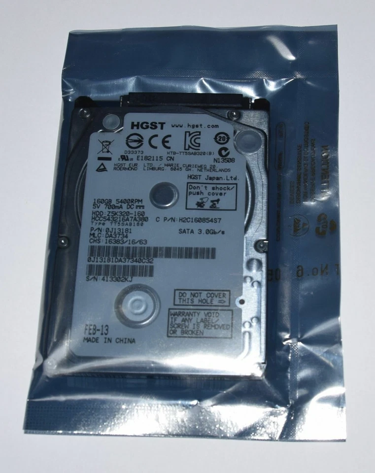 320 GB SATA Hitachi Travelstar 5K500.B HTS543232A7A381 5400 RPM 2.5" 5K500 B-250 - Image 1 of 1