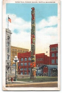 Tótem postal Pioneer Square Seattle WA 1936 matasellado vintage - Imagen 1 de 2