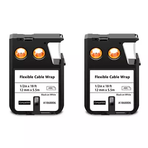 2 Stück für DYMO XTL-300 500 Flexible Kabelverpackung 12 mm Weiß 1868806 Nylon Etikett - Bild 1 von 4