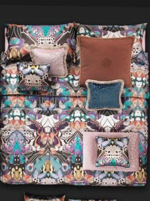 Roberto Cavalli flying wings fuxia duvet cotton sateen set California King - Image 1 of 4