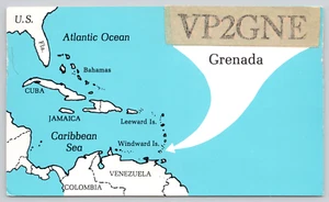 Postkarte QSL VP2GNE Grenada Karibikinsel Karte CB Funk 1972 - Bild 1 von 2