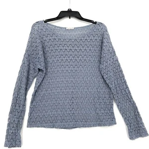 Katie K Periwinkle Long Sleeve Open Lace Knit Top T-shirt Blouse Women Size M/ L - Picture 1 of 5