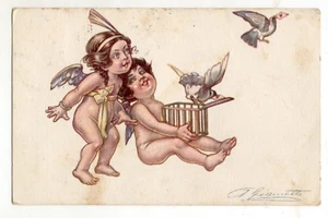 CI0151 ILLUSTRATORE A. GIAMETTI ANGELI PUTTINI IN VOLO VG 1919 USED - Bild 1 von 2