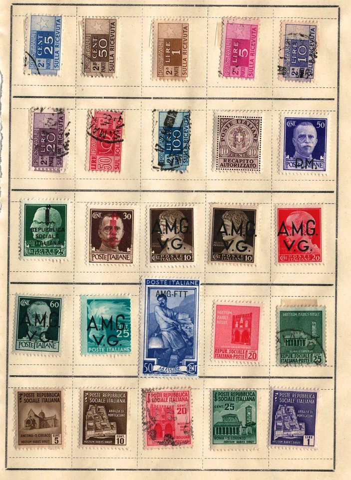 Worldwide  ITALY Very Fine Mint & Used Stamps Hinged on List # 103 - Image 1 of 1