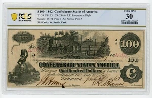 Pair of 1862 $100 CSA T-39 and T-41 PCGS 30 & PCGS 35 Montgomery AL         C019 - Picture 1 of 4