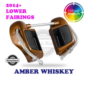 Amber Whiskey Lower Vented Fairings Speaker Pod Box for 2014+ Harley Street - Picture 1 of 12