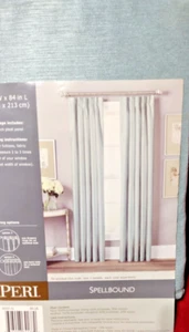 Pinch-Pleat 32x 84” Rod Pocket Lined Window Curtain Panel Blue Peri, Spellbound - Picture 1 of 6