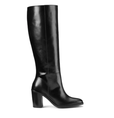 LA REDOUTE Leather Knee-High Block Heel Classic Boots -  Black UK8 EU42 RRP£180 - Image 1 of 4
