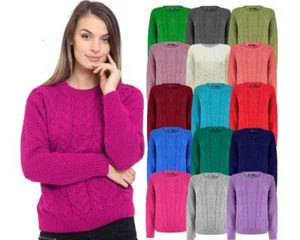 Maglione Donna Donna Lavorato a Maglia Collo Manica Lunga Cablaggio Maglione Grosso - Foto 1 di 34