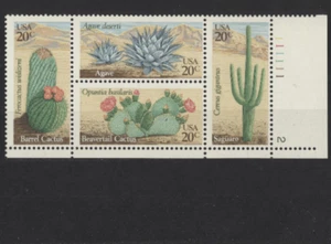 1942 - 1945 1981 20¢ Plantas del desierto. Como nuevo NH SeTenant PLACA # Bloque de 4 (StockSc - Imagen 1 de 1