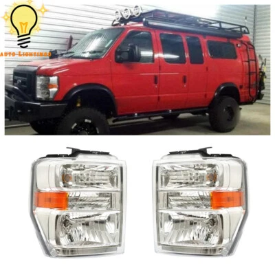 Faros halógenos derecha e izquierda superduty para Ford E150 E250 E350 E450 2008-2014 Foto 1 de 4