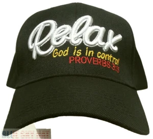 NEW RELAX GOD IS IN CONTROL PROVERBS 3:5 JESUS CHRISTIAN CAP HAT BLK NAVY KHAKI - Picture 1 of 9