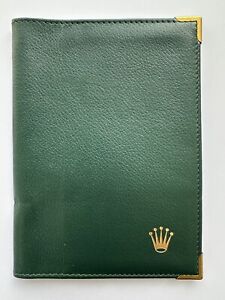 Genuine Rolex Vintage Green Leather Wallet Passport Card Holder