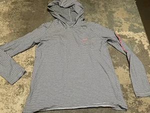 Girls Vineyard Vines Pink Whale Striped White Black Pullover, 100% Cotton Jacket - Picture 1 of 10