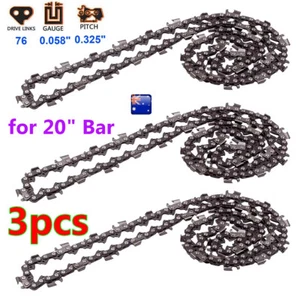 3x for Giantz 62cc 20" Bar Chainsaw Chain Blade Chains Semi Chisel 325 058 76DL - Picture 1 of 8