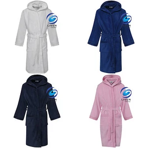 Kids Boys Girls 100% Cotton Velour Terry Towelling Bath Robe Hooded - Picture 1 of 11