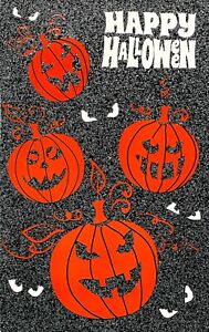 Spooky HAPPY HALLOWEEN Card, Scary Pumpkin Faces Eyes by PS Greetings + Envelope