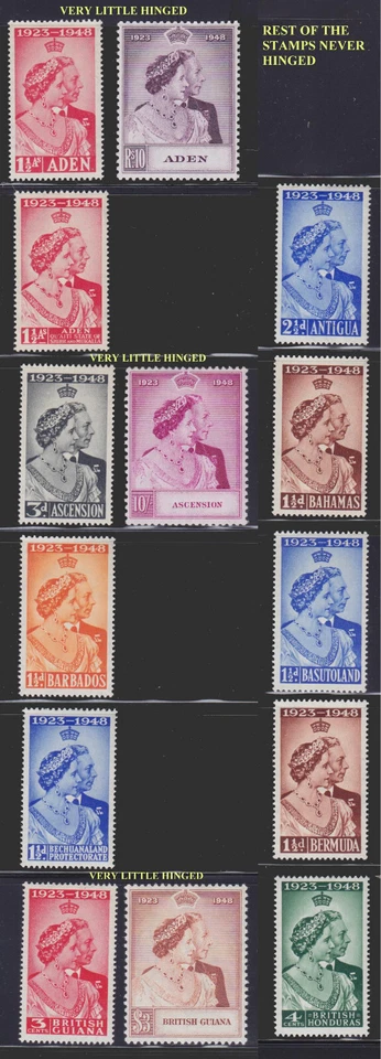 1948-1949 SILVER WEDDING ADEN TO BRITISH HONDURAS COMPLETE & INCMPLETE NH LH - Image 1 of 1