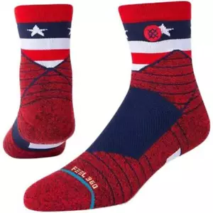 Stance American Quarter Running Socks Red Mens Arch Support Seamless Sports Run - Picture 1 of 1