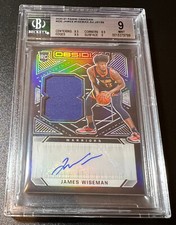 2020 Obsidian James Wiseman Rookie card auto #220 - Print Run 06/99 BGS MINT 9
