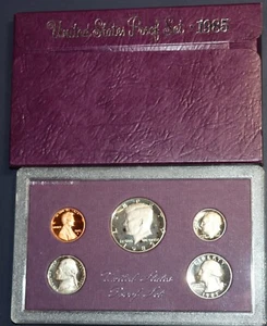 1985 Clad Proof Set U.S. Mint Original Government Packaging Case & Sleeve - Picture 1 of 3