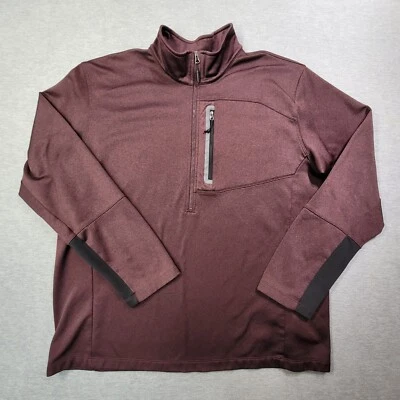 The North Face Sweatshirt Mens 2XL Maroon Half Zip Mock Neck Chest Pocket Fleece - Image 1 of 4