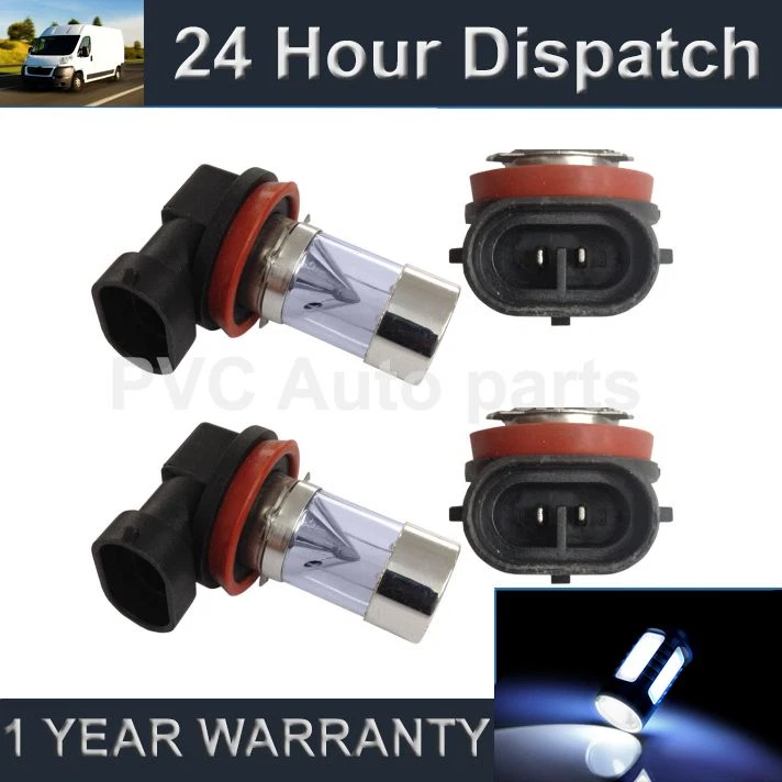 2X H8 WHITE 4 LED FRONT MAIN HIGH BEAM LIGHT BULBS CAR KIT XENON MB502501 - Image 1 of 1