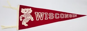 Vintage 1940’s 1950’s Wisconsin Badgers Pennant Football RARE 23” Red Flag LOGO - Picture 1 of 9