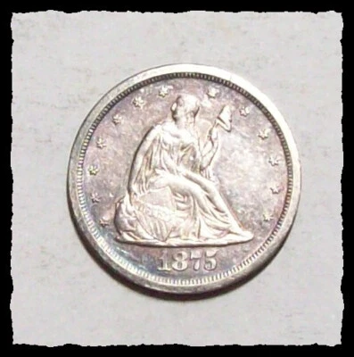 1875-S TWENTY CENT PIECE 20 CENT  Light Tone  Choice BU  #16D7 - Image 1 of 4
