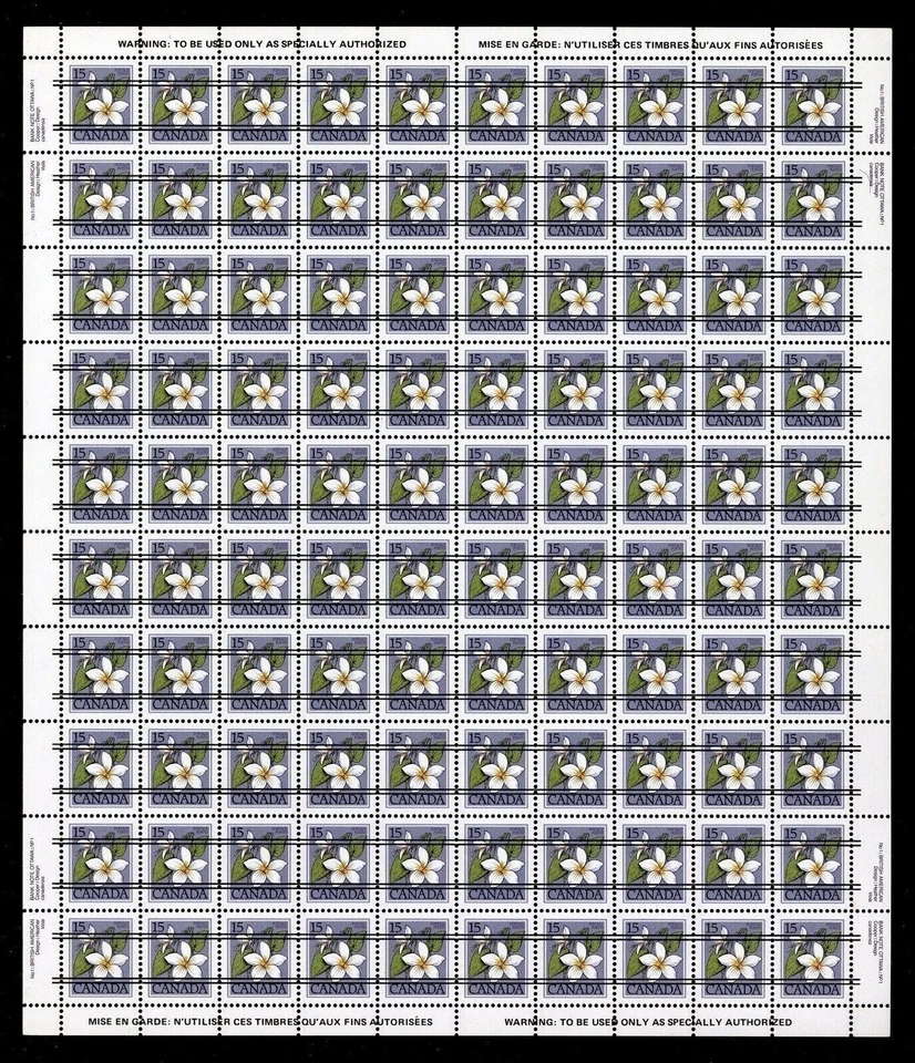 Canada Precancelled — Full Pane of 100 — 1979 Floral: Canada Violet #787xx — MNH - Image 1 of 1