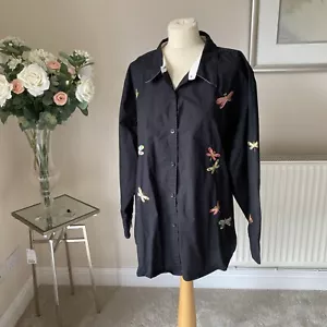 Quaker Factory Embellished Dragonfly Black Ladies Shirt Size XXXL 3xl - Picture 1 of 7