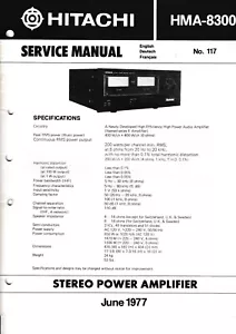 Servizio Manuale di Istruzioni per hitachi HMA-8300 - Foto 1 di 1