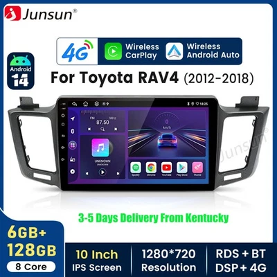 Carplay 6+128G Android14 Car Stereo Radio 8Core For Toyota RAV4 2012-18 GPS Navi Foto 1 de 4