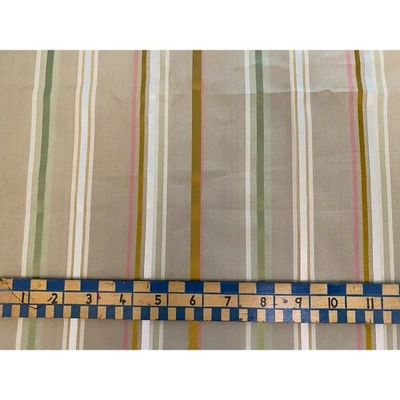 Gold & Multicolor Stripe Taffeta Satin Fabric 58”w x 44"l - Image 1 of 2