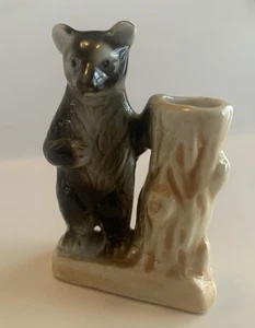 Vintage/antique BEAR & STUMP TOOTHPICK HOLDER - 2.5” - Picture 1 of 24