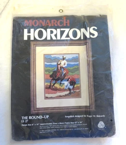 Monarch Horizons longstitch kit Reinardy The Round-Up NOS NEW 1981 LS 27 cowboy - Picture 1 of 5